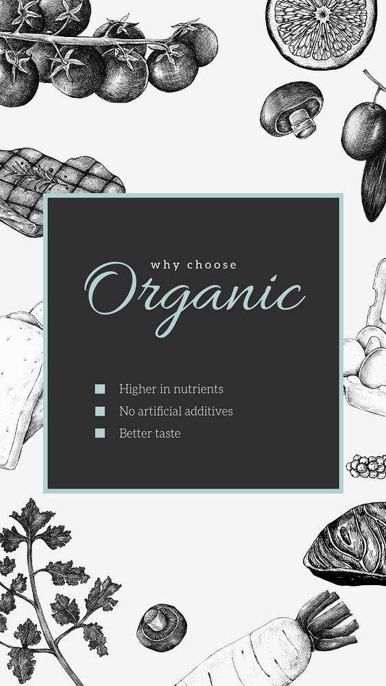 Organic diet Instagram story template, editable food design for small business 