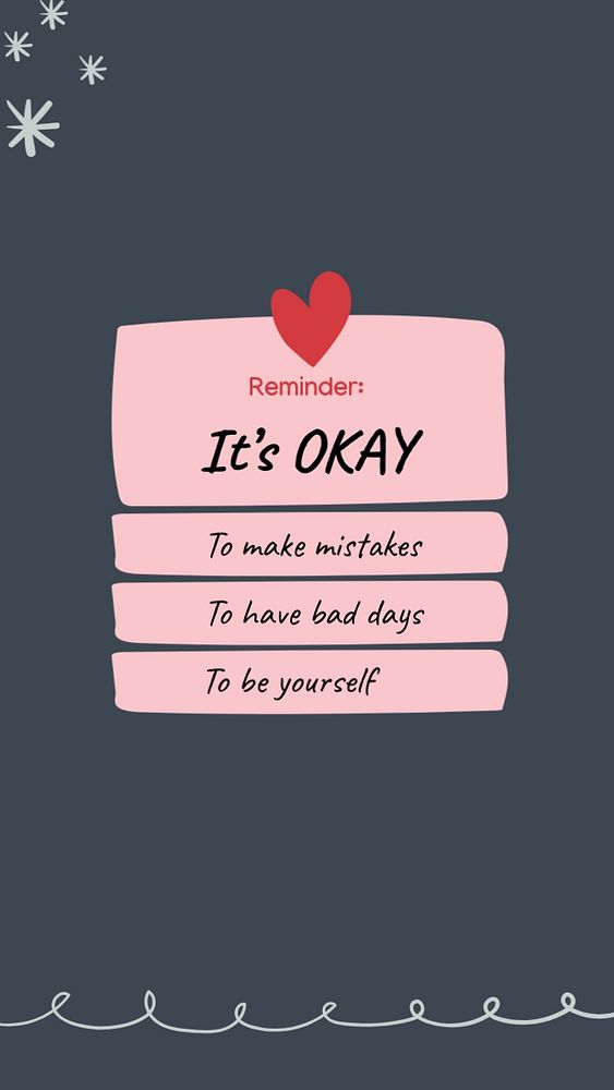 Reminder Instagram story template, cute self love design 