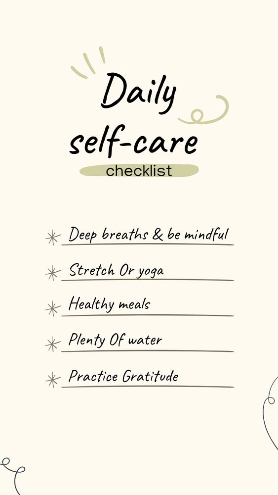 Checklist Instagram story template, self love design 