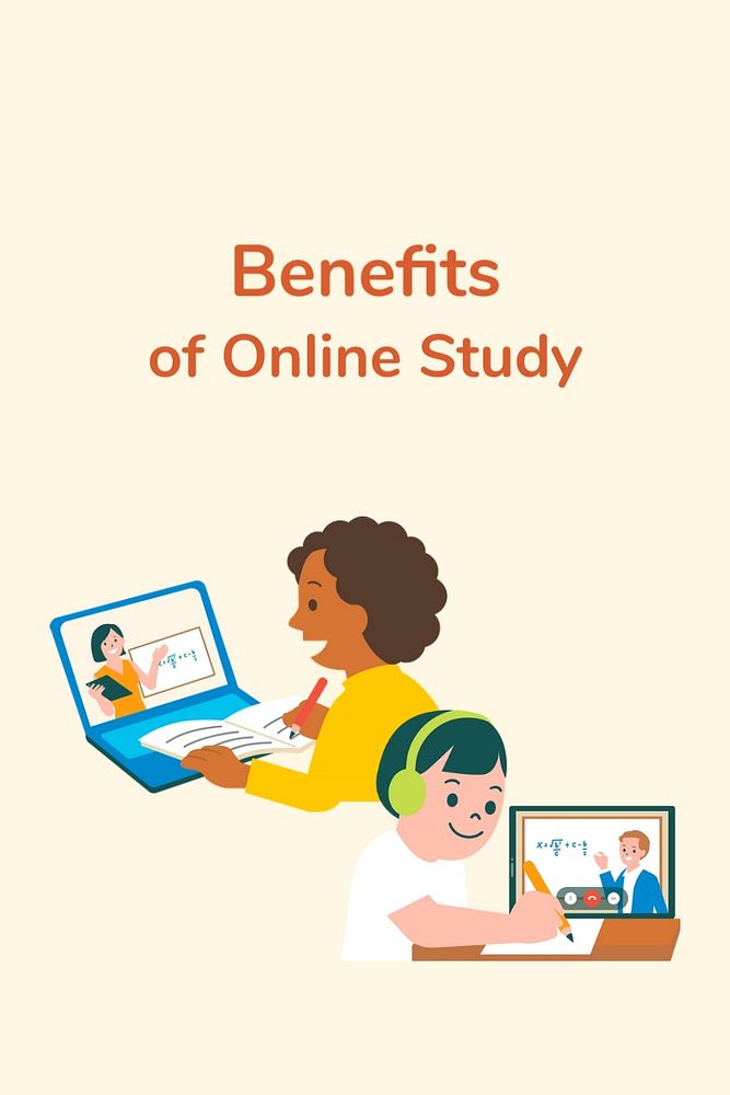 Online study Pinterest pin template, cute design