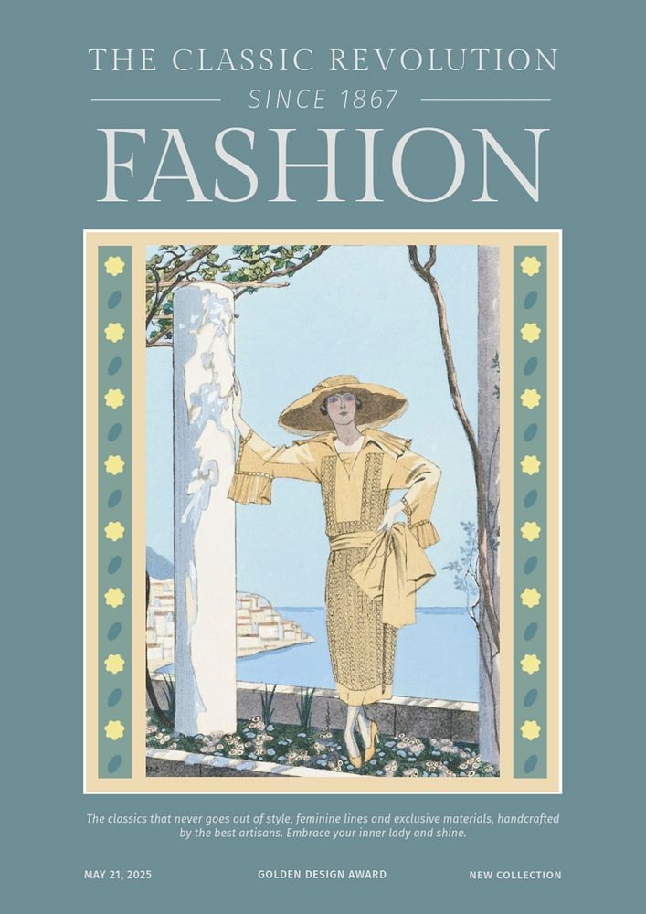 Fashion revolution editable poster template, famous illustration by George Barbier, remixed by rawpixel.