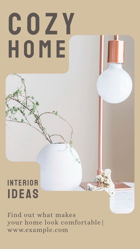 Home interior design  Instagram story template, editable design for social media