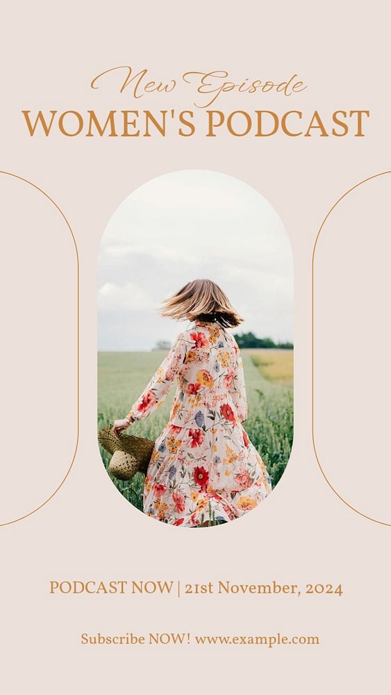 Women's podcast Instagram story template, editable design