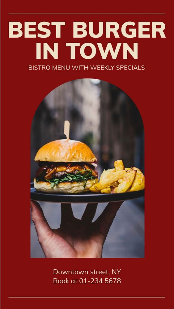 Best burger in town  Instagram story template, editable design for social media