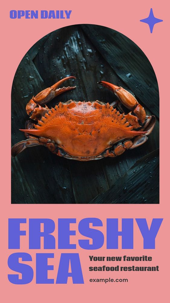 Seafood restaurant  Instagram story template, editable design for social media