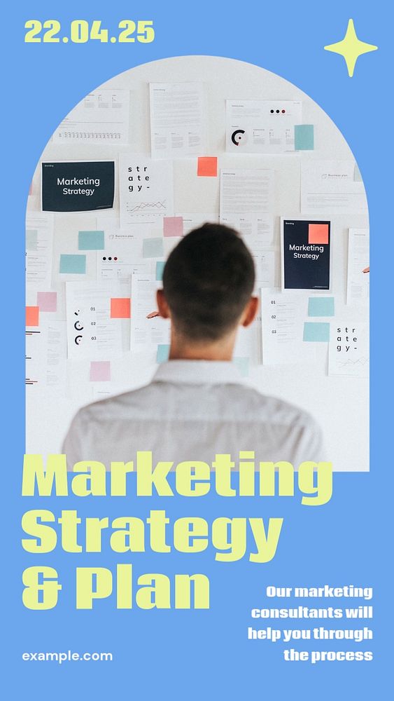 Marketing strategy  Instagram story template, editable design for social media