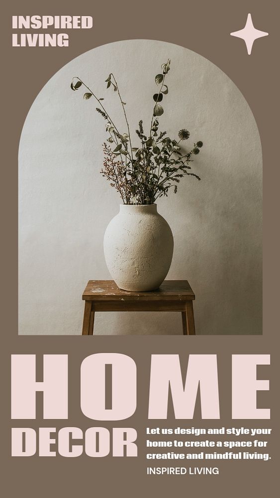 Home decor  Instagram story template, editable design for social media