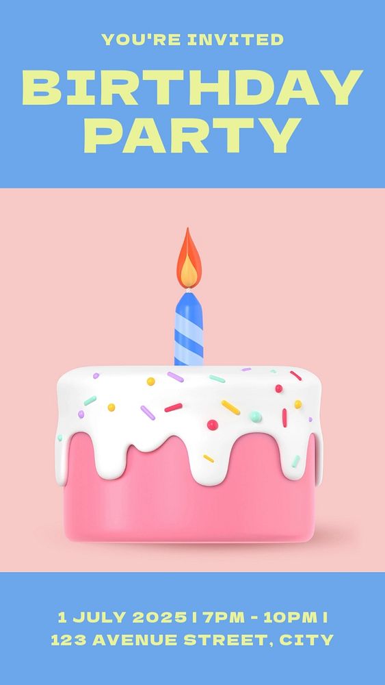 Birthday party  Instagram story template, editable design for social media