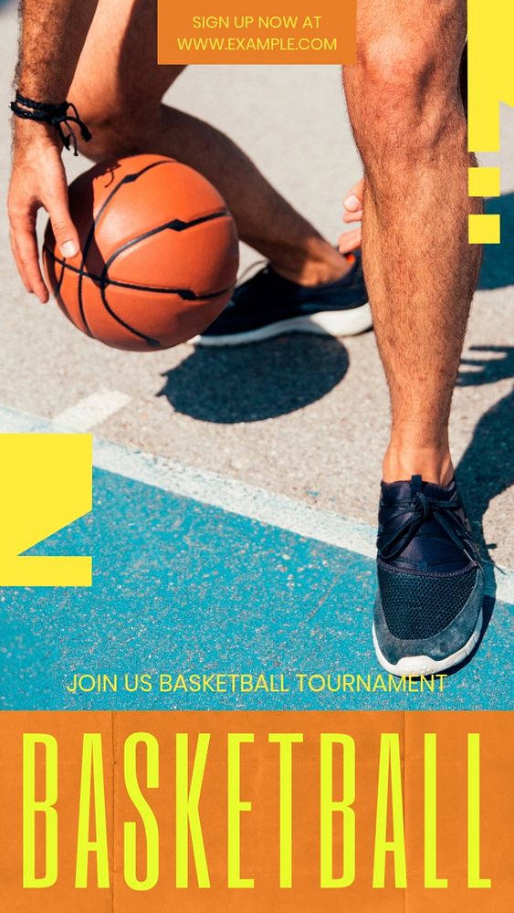 Basketball tournament  Instagram story template, editable design for social media