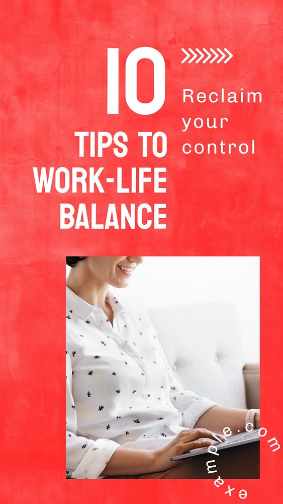 10 tips to work life balance  Instagram story template, editable design for social media