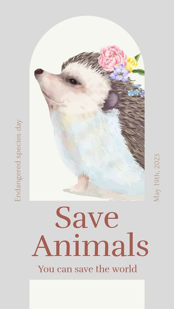 Save animals Instagram story template, editable design