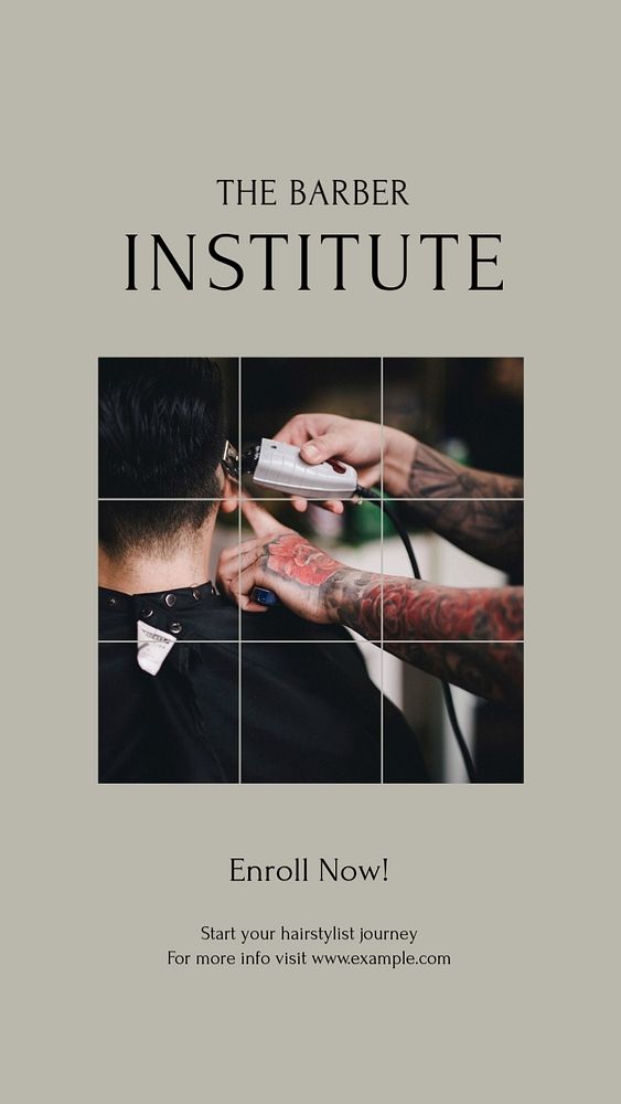 Barber institute Instagram story template, editable design