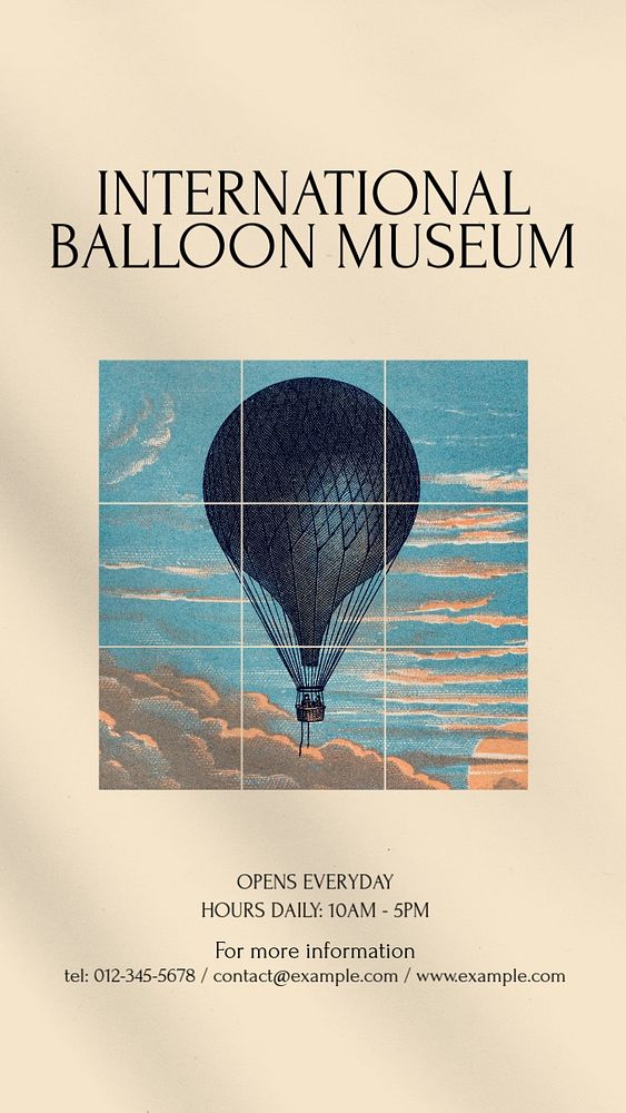 International ballon museum Instagram story template, editable design