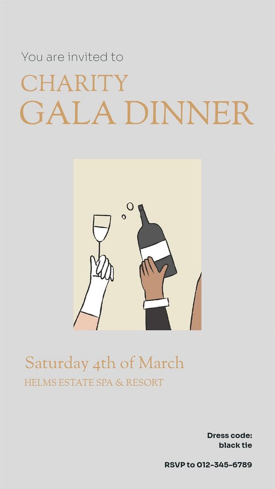 Charity gala dinner Instagram story template, editable design