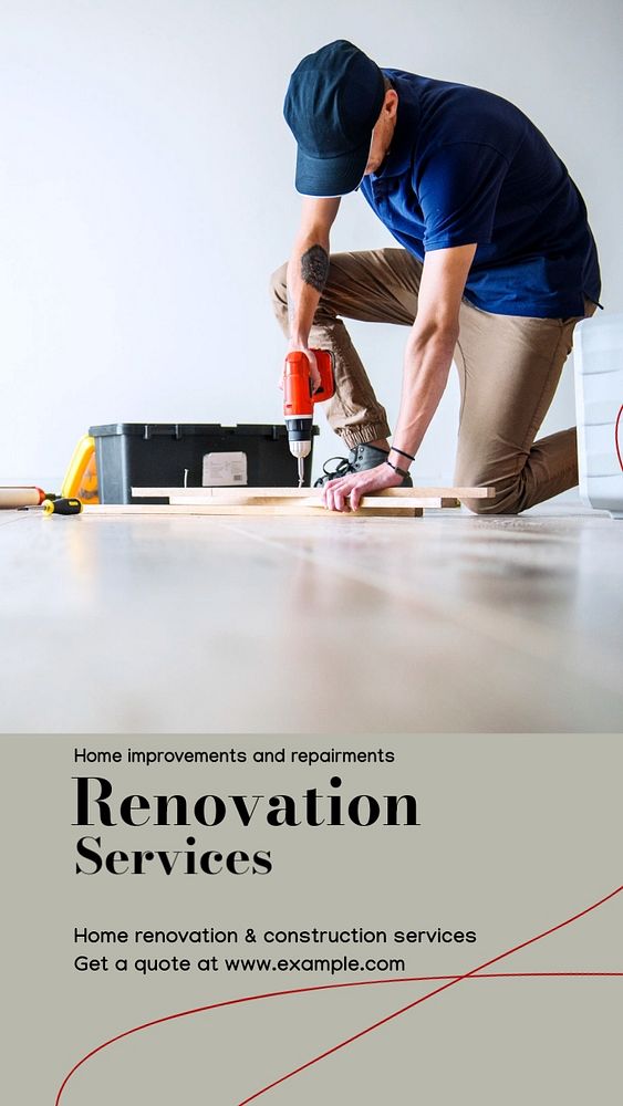 Renovation services Instagram story template, editable design