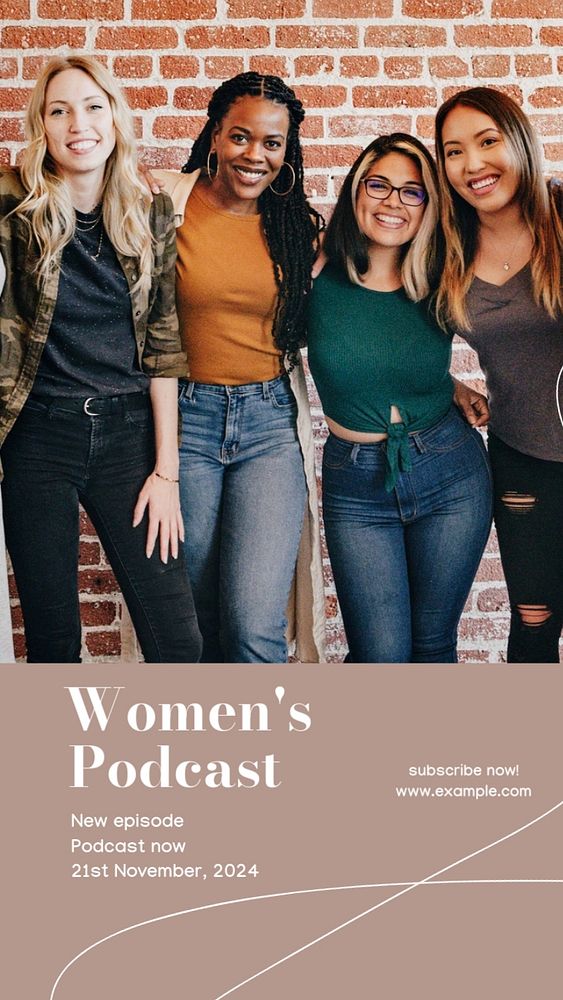 Women's podcast Instagram story template, editable design