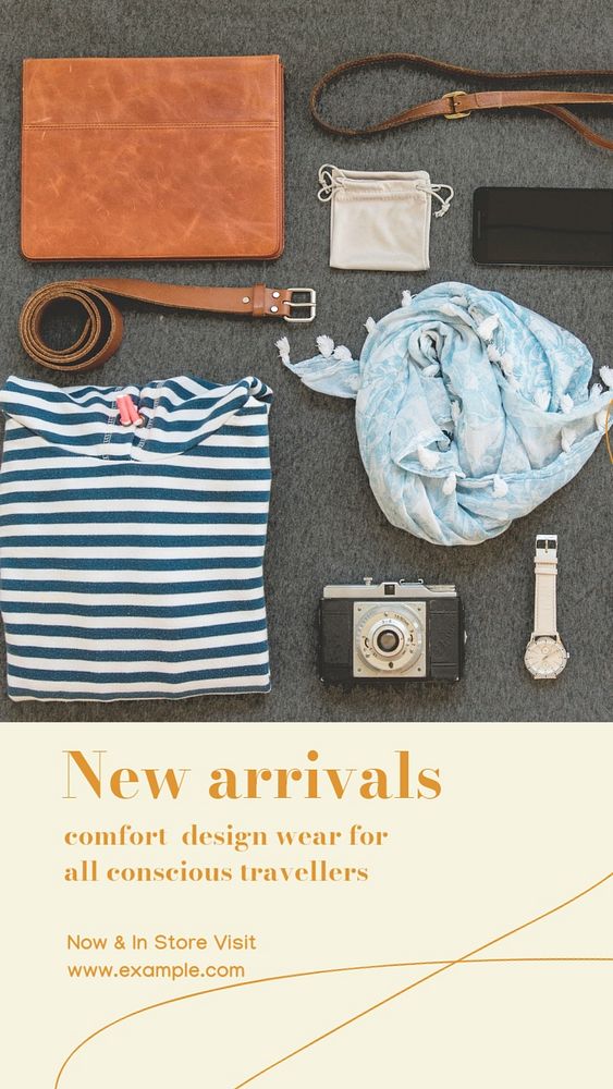 Travel wear new arrival Instagram story template, editable design