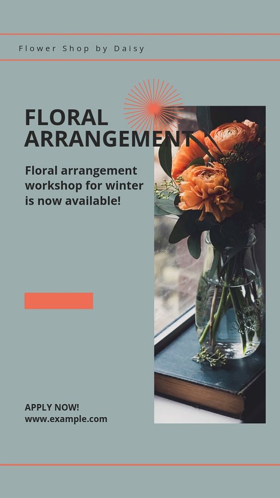 Floral arrangement Instagram story template, editable design