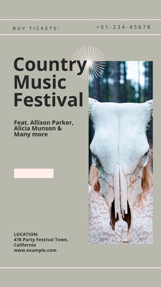 Country music festival Instagram story template, editable design