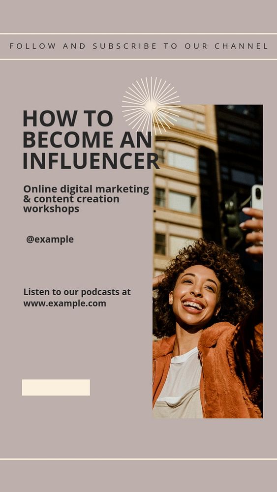 Become an influencer Instagram story template, editable design