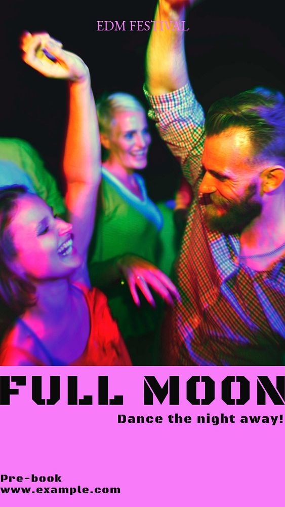 Full moon party  Instagram story template, editable design for social media