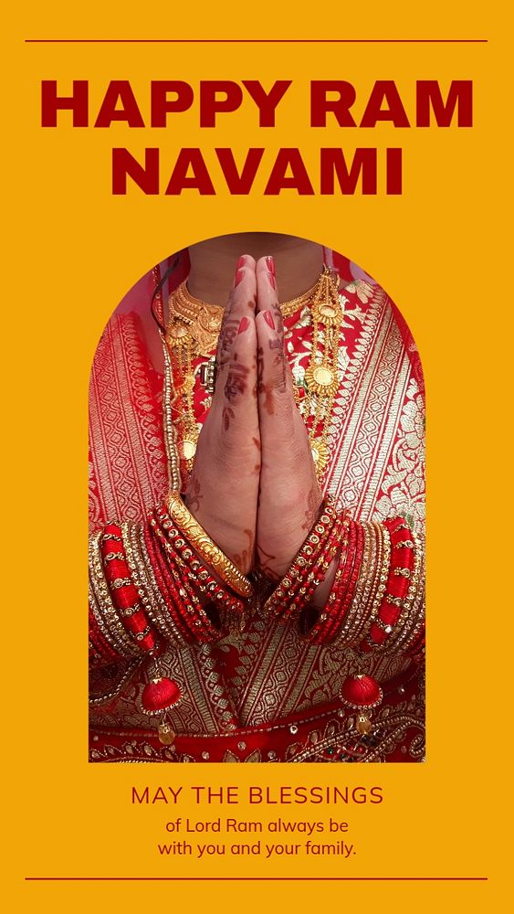 Happy Ram Navami  Instagram story template, editable design for social media