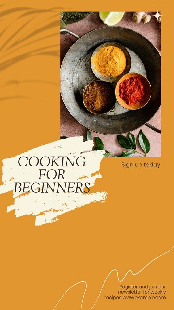 Cooking for beginners Instagram story template, editable design