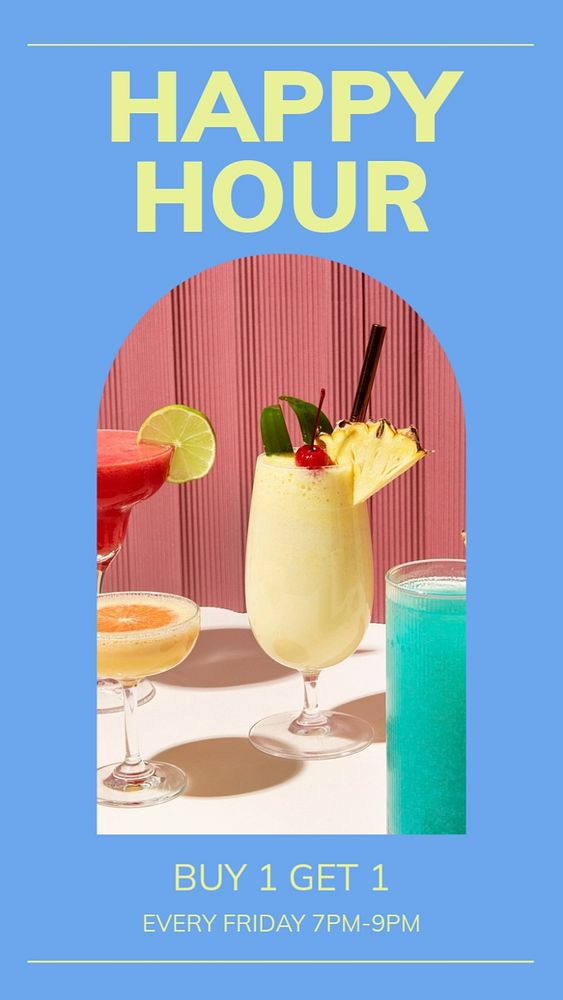 Happy hour  Instagram story template, editable design for social media