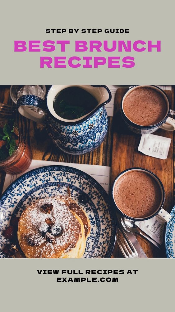 Best brunch recipes  Instagram story template, editable design for social media