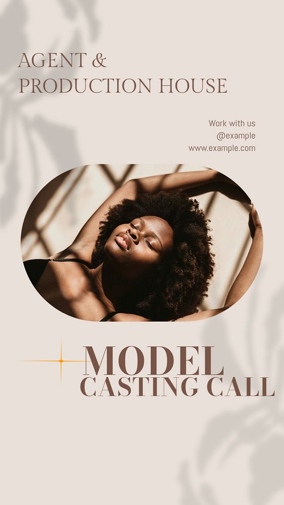 Model casting call Instagram story template, editable design