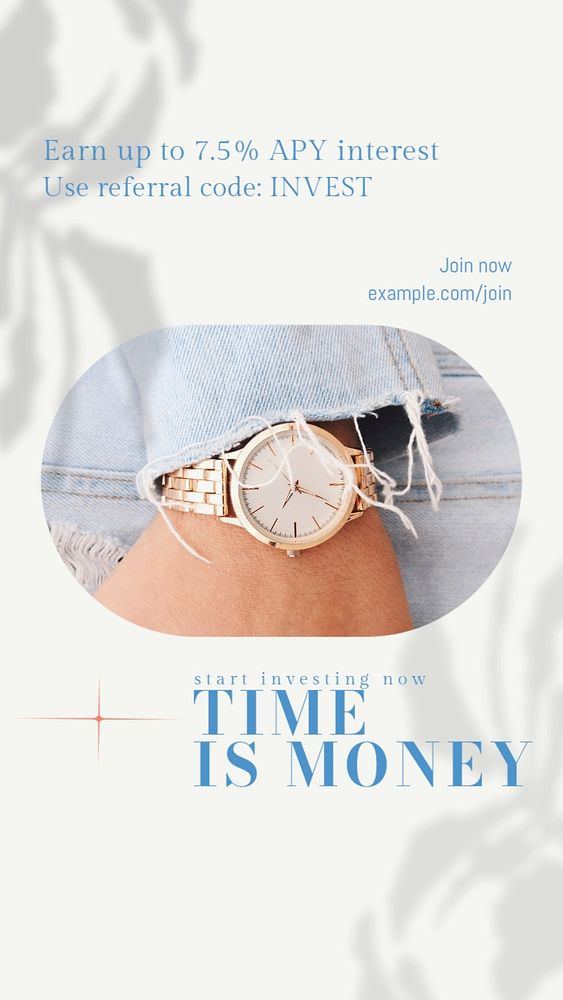 Time is money Instagram story template, editable design