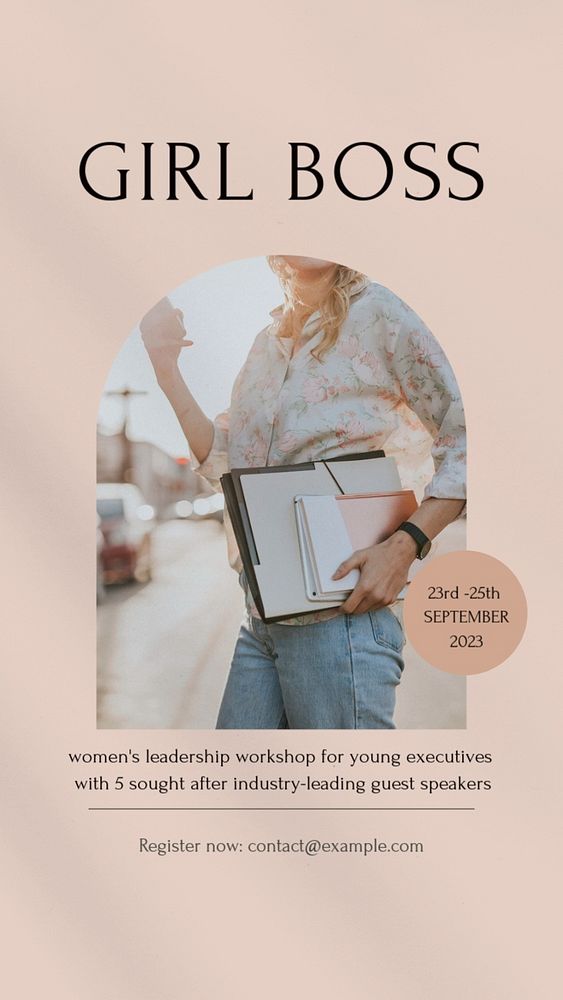 Women's leadership workshop Instagram story template, editable design