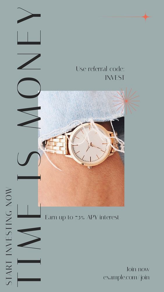 Time is money Instagram story template, editable design