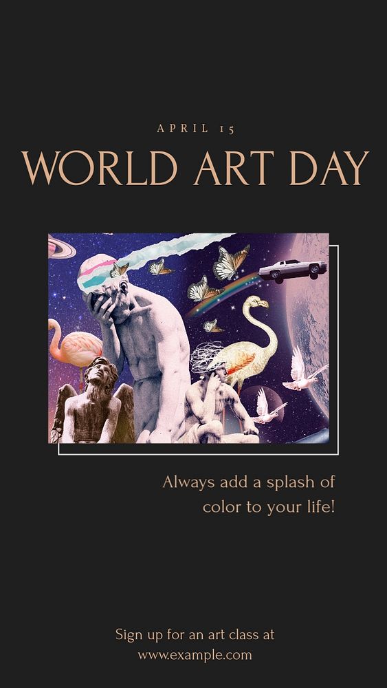 World art day Instagram story template, editable design