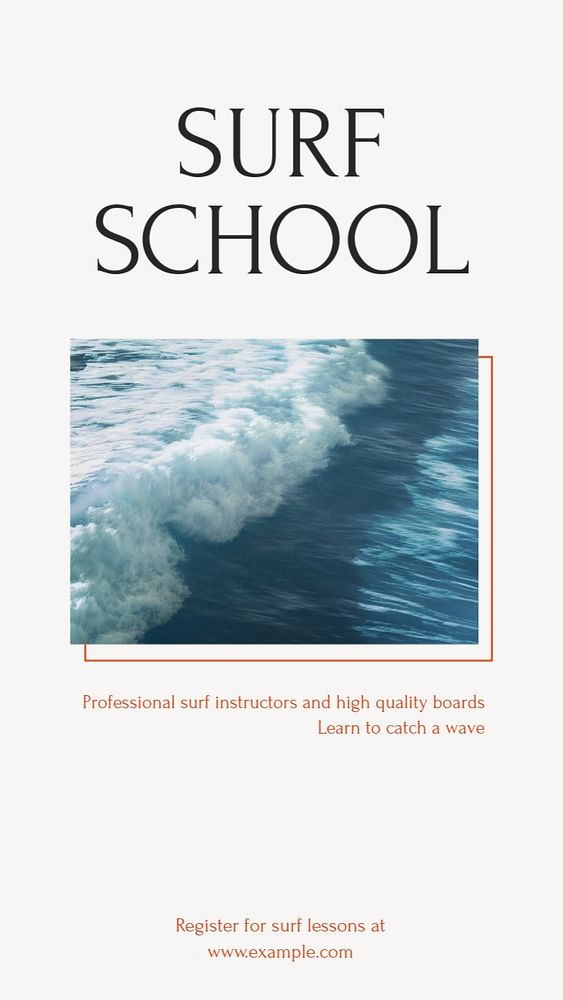 Surf school Instagram story template, editable design