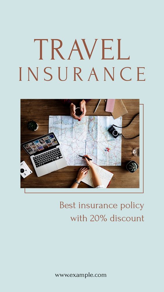 Travel insurance Instagram story template, editable design