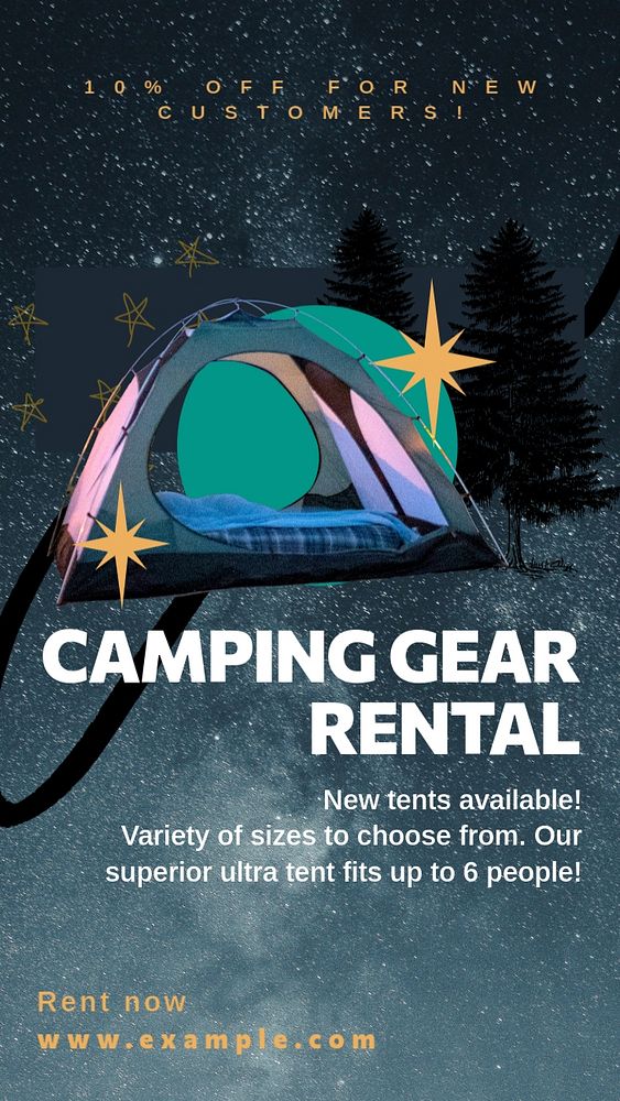 Camping gear Pinterest pin template, editable collage remix design