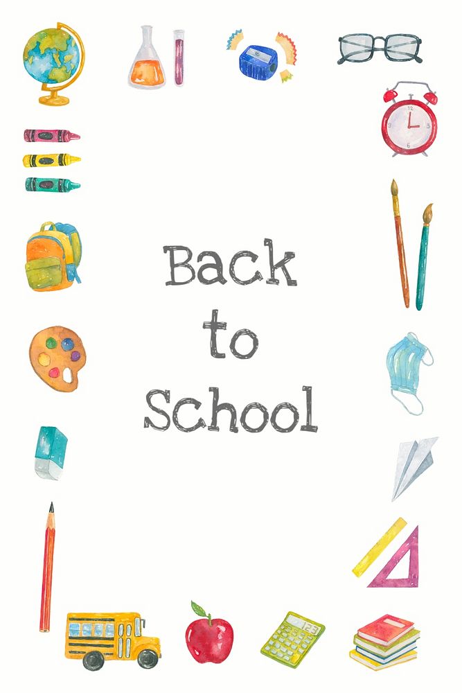 Watercolor Pinterest pin template, editable back to school design