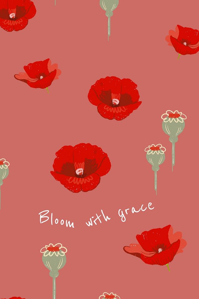 Poppy pattern Pinterest Pin template, editable design