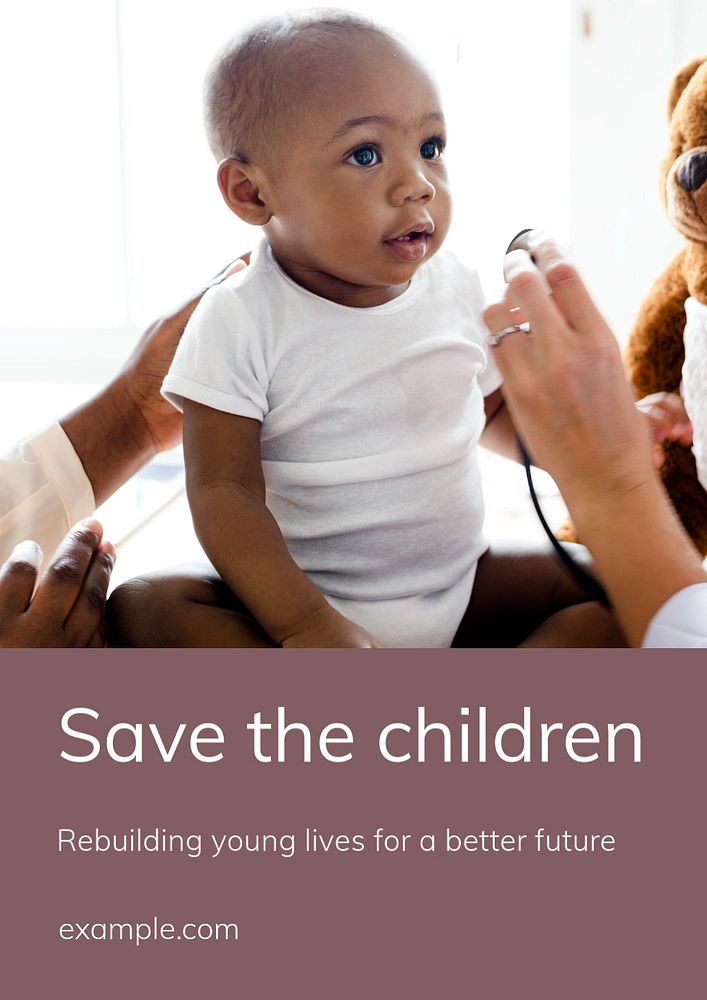 Save children poster template, editable design