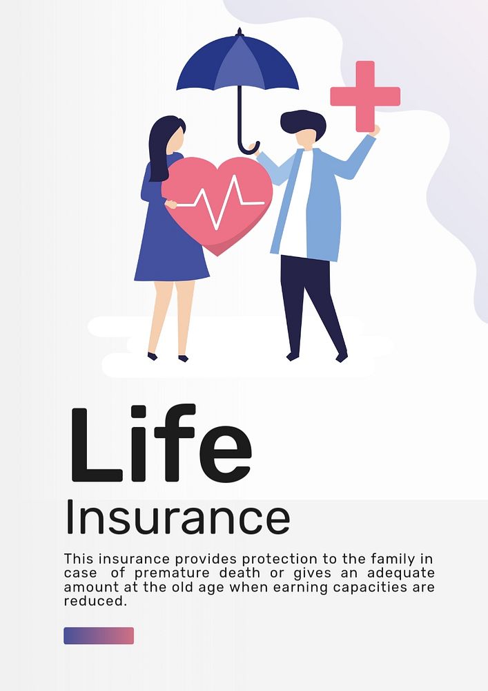 Life insurance poster template, editable text & flat graphic