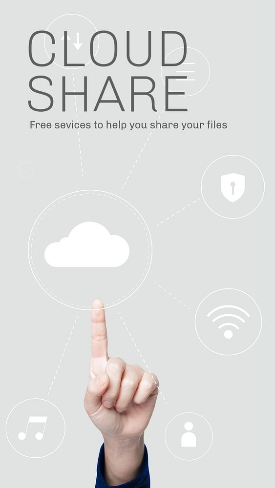 Cloud share Instagram story template, customizable digital technology design 
