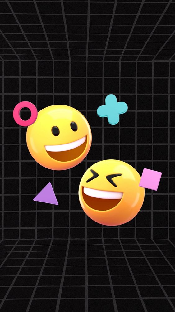 3D happy emoticons iPhone wallpaper illustration