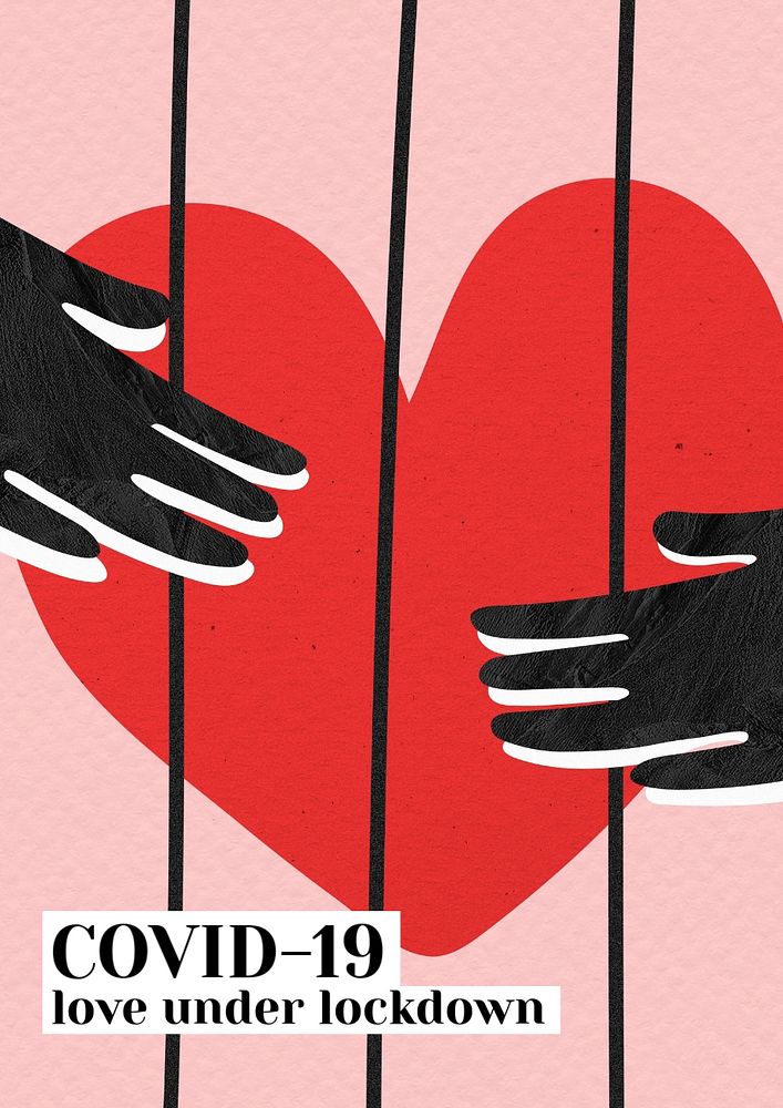 Covid love poster template, editable text 