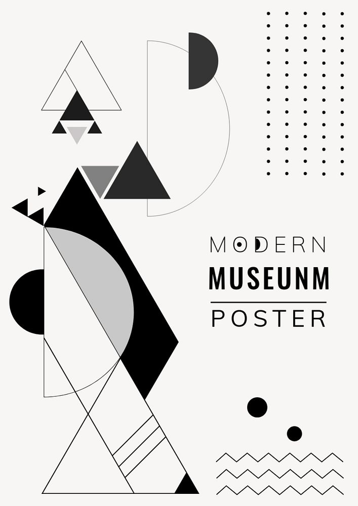 Black geometric poster template, editable modern abstract design