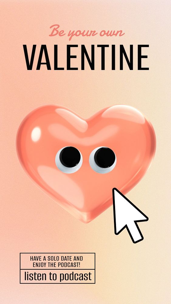 3D Valentine's Instagram story template, editable design