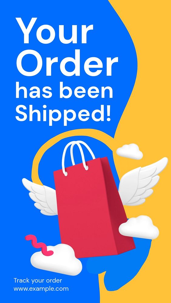 Order shipped Instagram story template, editable text and funky design