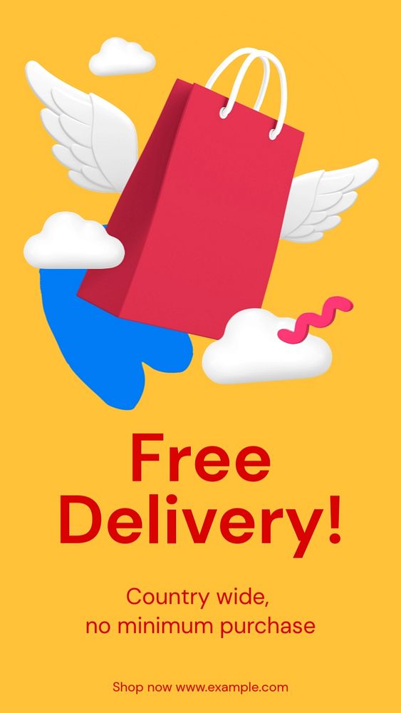 Free delivery Instagram story template, editable text and funky design