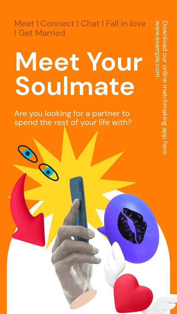 Marriage application Instagram story template, editable text and funky design