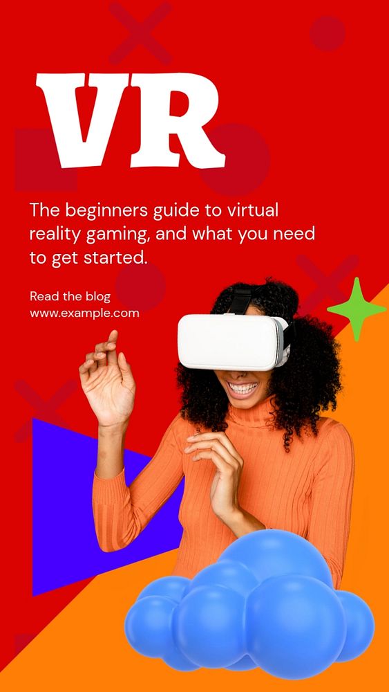 Virtual reality Instagram story template, editable text and funky design